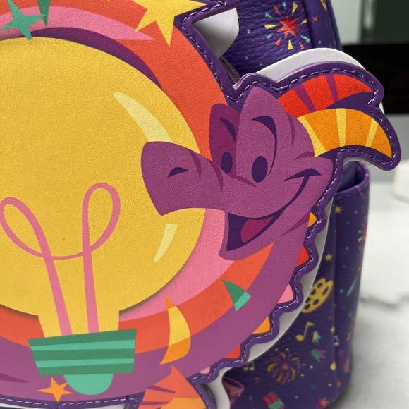 LOUNGEFLY NWT 2025 Figment Disney Epcot Festival of the Arts Mini Backpack Bag - Picture 2 of 7